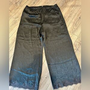 J. Crew Stratus lace-trim pant in textured satin XL